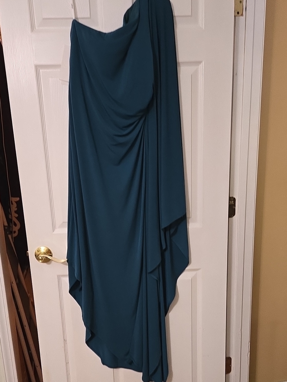 Teal Draped Women's One Shoulder Dress- Elegant Asymmetric Design